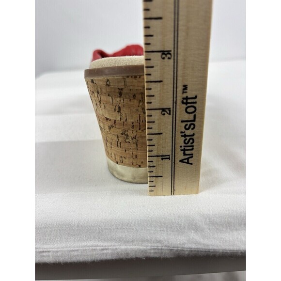 Cliffs by White Mountain Adrielle Wedge Sandals Pop of Red 8 Criss Cross Straps - Picture 7 of 8